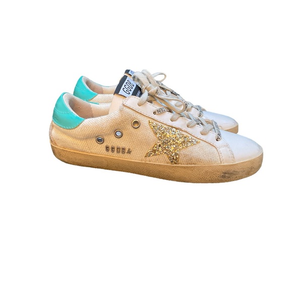 Golden Goose GGDB Canvas & White Superstar Sneakers size 7 - Picture 1 of 9